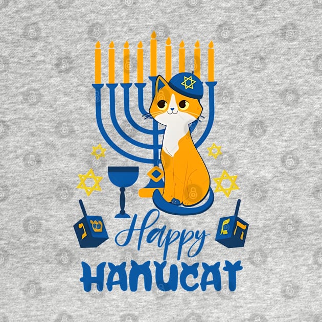 Happy Hanukcat Jewish Cat Ugly Christmas Chanukka Hanukka by Shaniya Abernathy